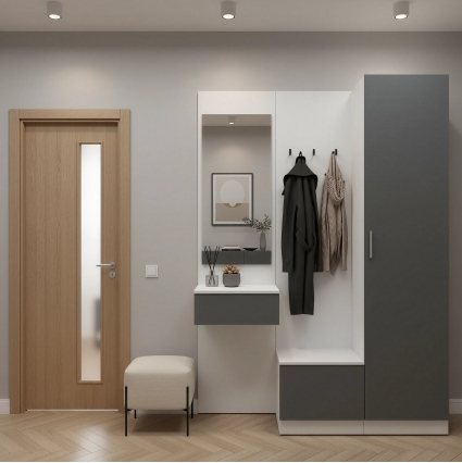 Набор мебели для прихожей "Марсель-105" МР 01-105 В2160 Ш1500 Г420 (ЛДСП Графит серый)